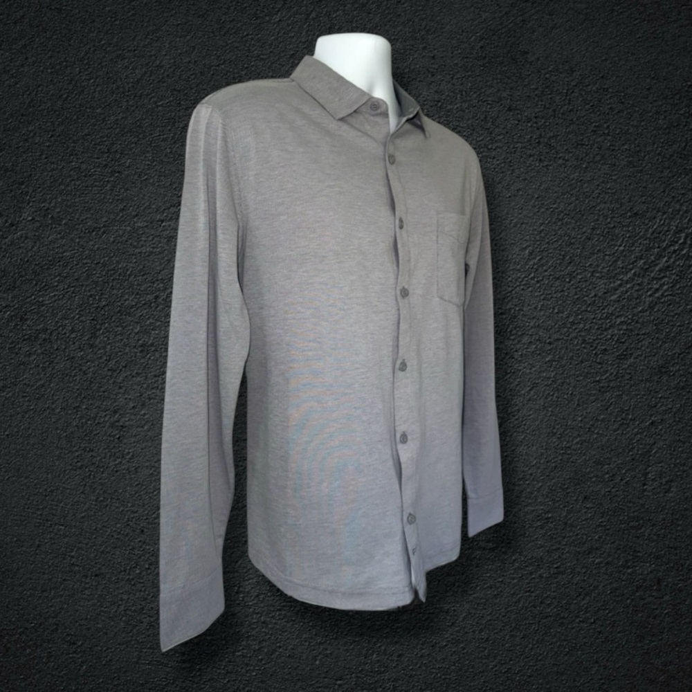 Fabletics The Dash Long Sleeve Gray Button-Up Shi… - image 2